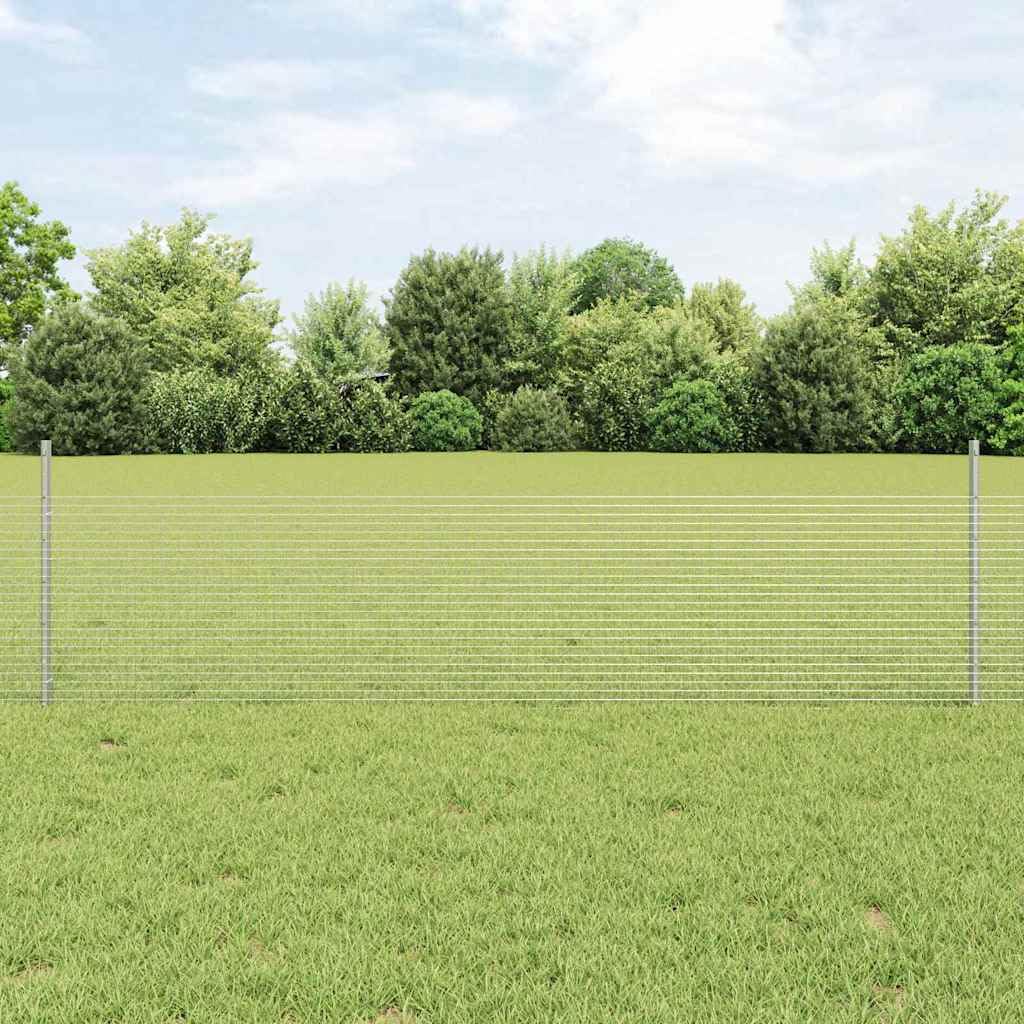Recinzione da giardino, 0,5 x 10 m, in acciaio argento, design moderno, con pali e fissaggio, materiale robusto per uso esterno per terrazze, balconi e bordi dello stagno