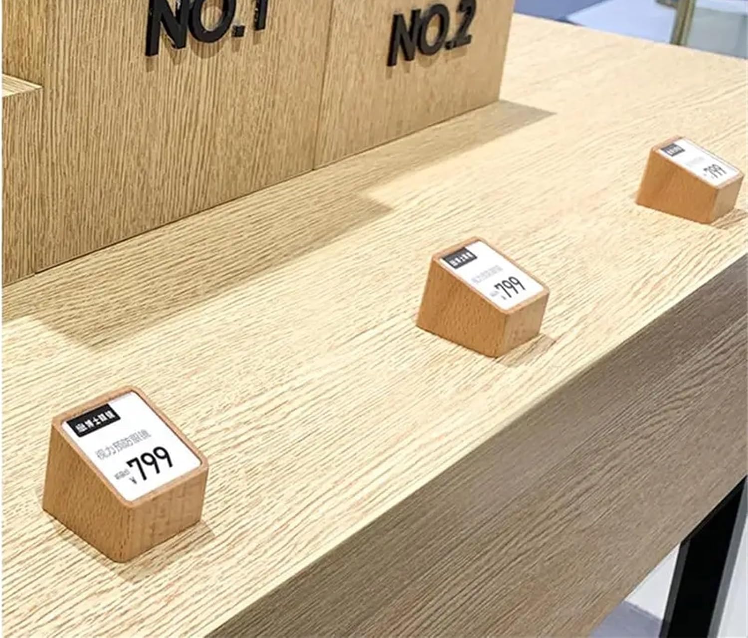 4pcs Mini Wood Price Display Rack Creative Retail Tag Making Product Small Holder Acrylic Label Stand(Color1)