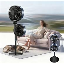 Dual Head Pedestal Fan, Quiet Standing Floor Fan