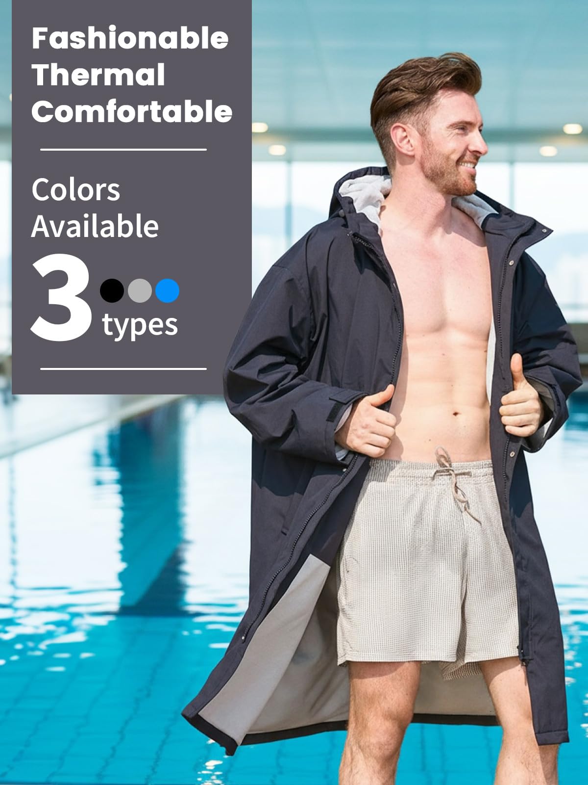 Owntop Wasserdichter Winddichter Wickelmantel – Übergroßer Quick-Dry Langarm Mantel mit Kapuze für Strand Schwimmen Surfen Spaziergänge Frottee-Futter (Unisex für Erwachsene Kinder)