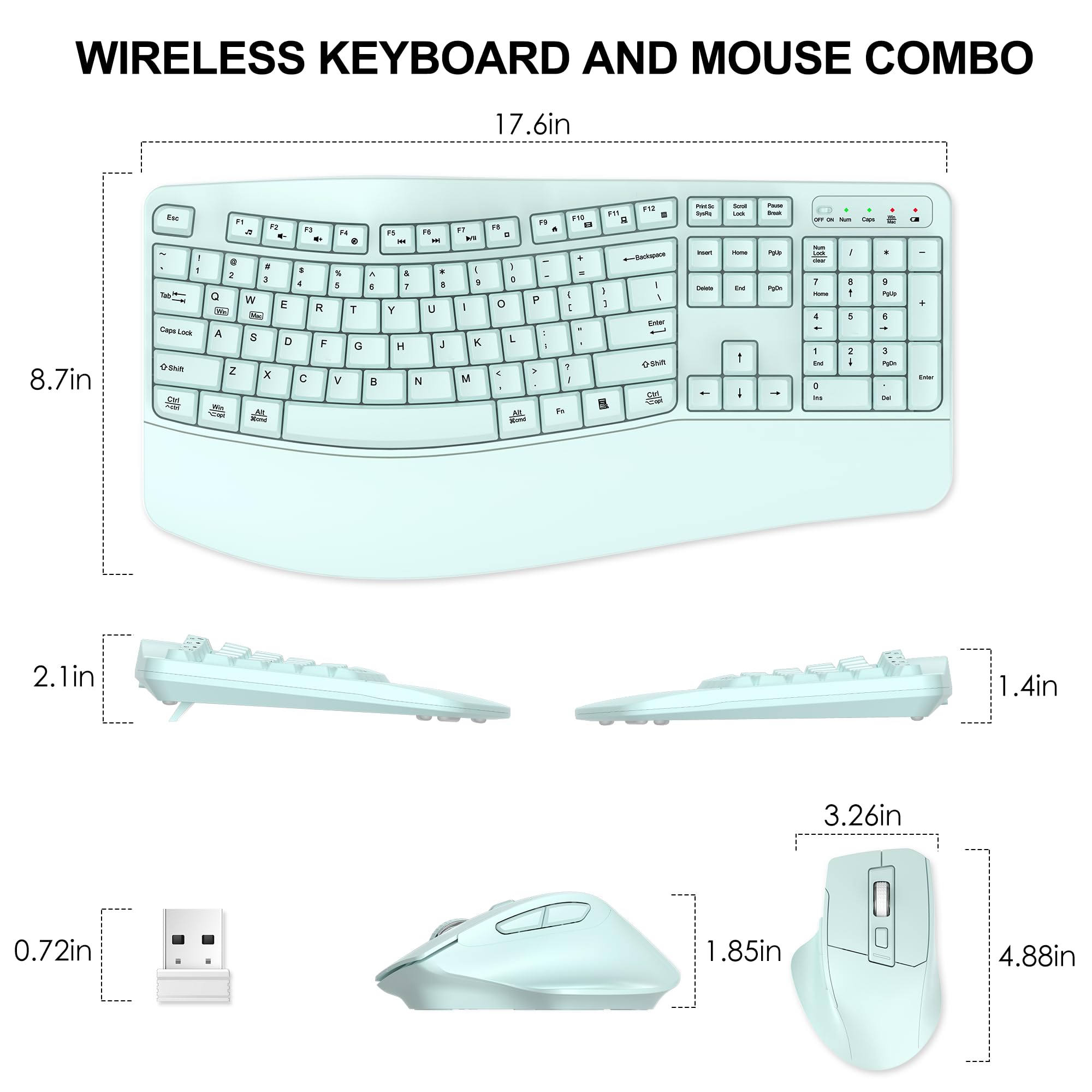 Tastiera e mouse wireless (verde menta)