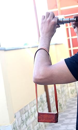 Miniatura 3 de Mini telescopio de mano de latón vintage con estuche de cuero coleccionables náuticos collar brújula regalo ROYAL FALCON CRAFTS