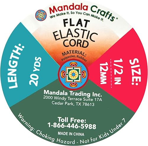 Vista 294 de Mandala Crafts - Rollo de cordón elástico plano para costura y manualidades Beige