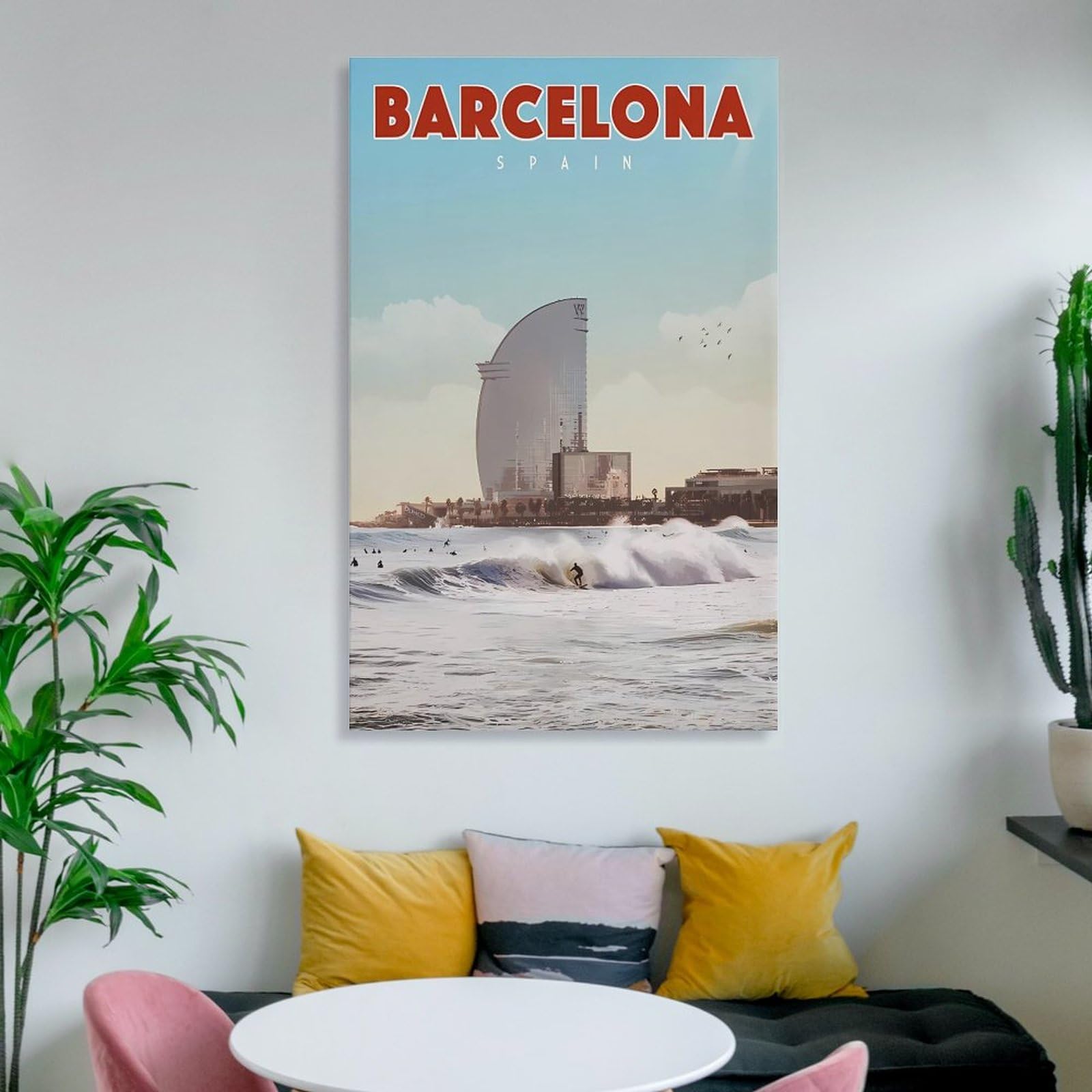 RMLKS Poster de Barcelone, Espagne, affiche de voyage vintage, décoration murale pour chambre, 30 x 45 cm