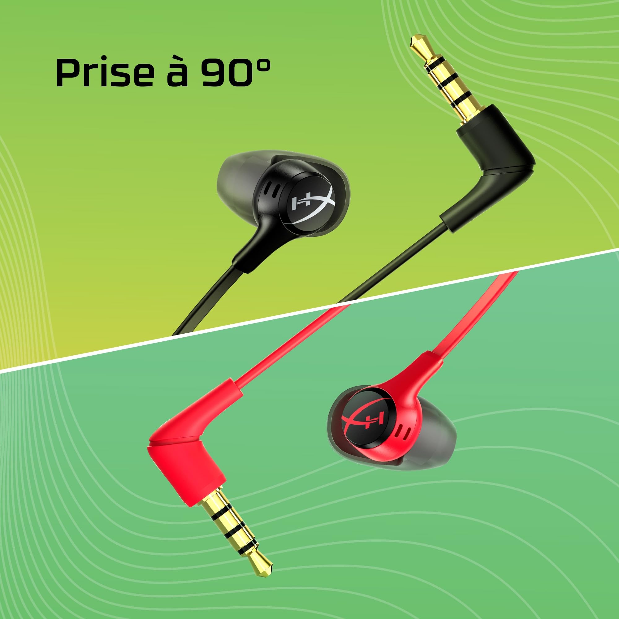 HyperX Cloud Earbuds II Écouteurs Gaming, Audio Immersif, Microphone Intégré, Prise Jack 3.5mm Coudée, Quatre Tailles d'Embouts, Pochette de Transport, Rouge