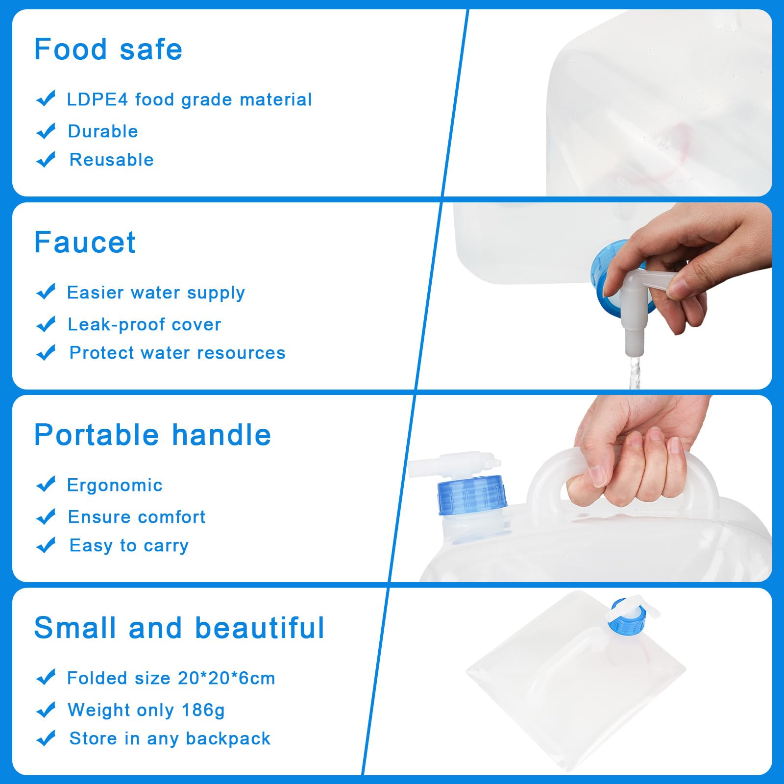 Bssmmai Faltbare Wasserkanister 2x 10 L – Mit Hahn & Auslaufrohr, Lebensmittelecht, Platzsparend, Camping & Notfall Bssmmai Faltbare Wasserkanister 2x 10 L – Mit Hahn & Auslaufrohr, Lebensmittelecht, Platzsparend, Camping & Notfall