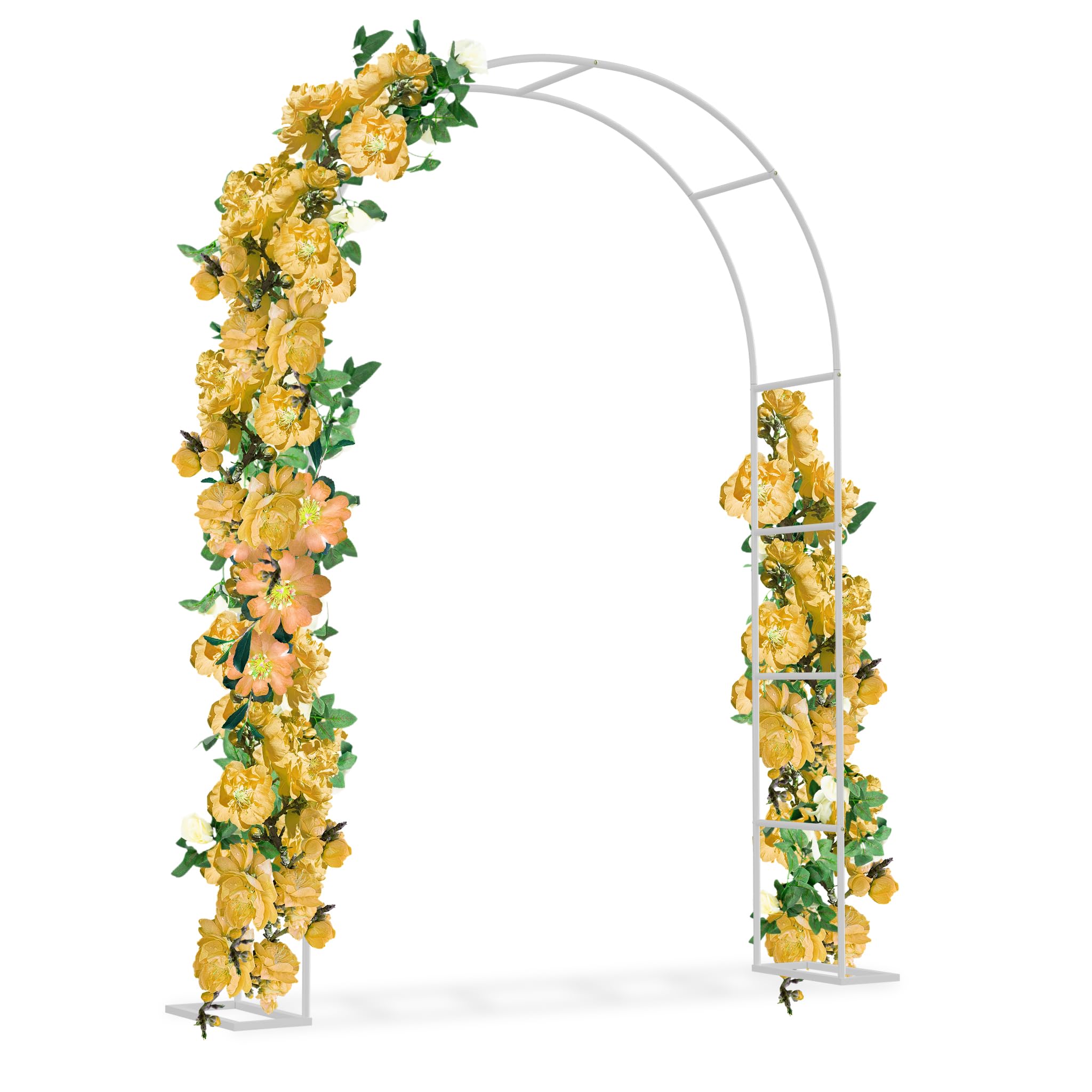 Arco de jardín para guiar rosales y enredaderas, soporte de metal blanco de 240 cm