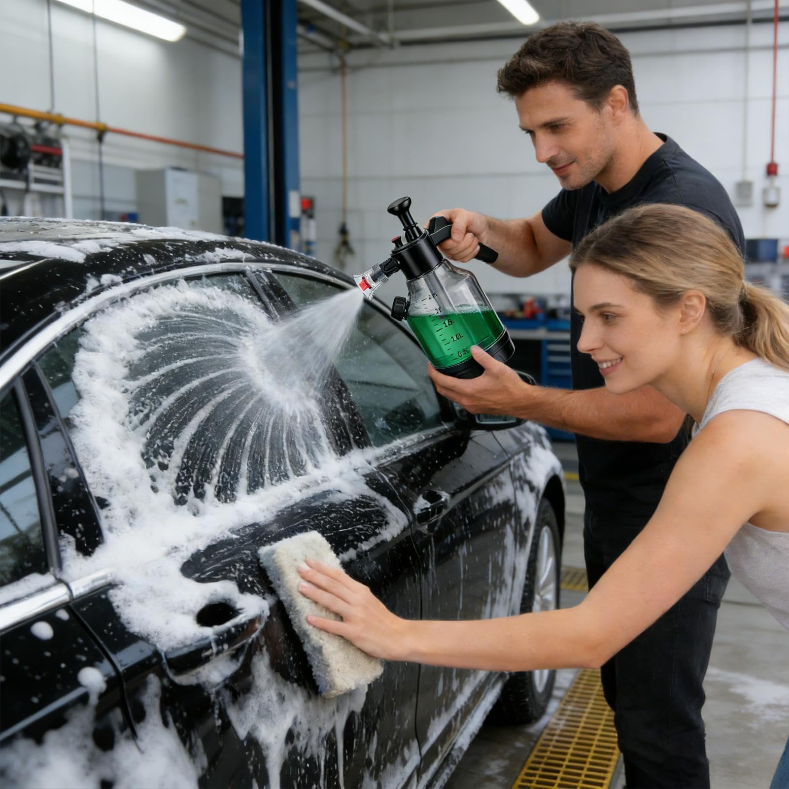 Car Foam Sprayer - Handheld Foamer Washer With Adjustable Bozzles,Hand Pump Foam Sprayer - For Car Detailing Truck Motorcycle SUV Vehicles Garden