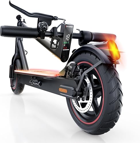 iScooter Scooter eléctrico con cubierta iluminada, velocidad máxima de 20 MPH, rango de 12-18 millas, neumáticos de 8.5 pulgadas, pico de 500 W