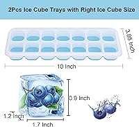 Vista 2 de 2 bandejas de silicona para cubitos de hielo, flexible y conveniente, bandeja de hielo cuadrada de silicona de 14 celdas para el hogar, bandeja
