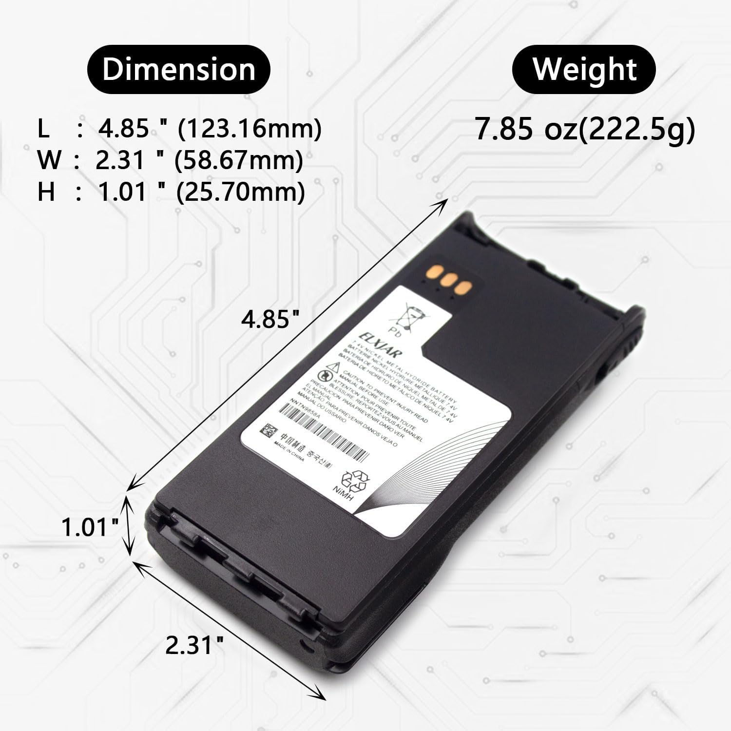 (2-Pack) 7.4V 2100mAh Ni-MH Battery Replacement for Motorola NTN9815 NTN9858 XTS1500 XTS2500 PR1500 MT1500 Two Way Radio - Image 2