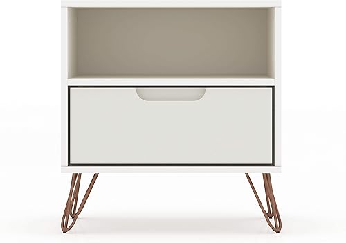 Miniatura 25 de Manhattan Comfort Rockefeller - Mesita de noche con cajones, mesa de noche moderna de mediados de siglo, organizador de almacenamiento y exhibición,