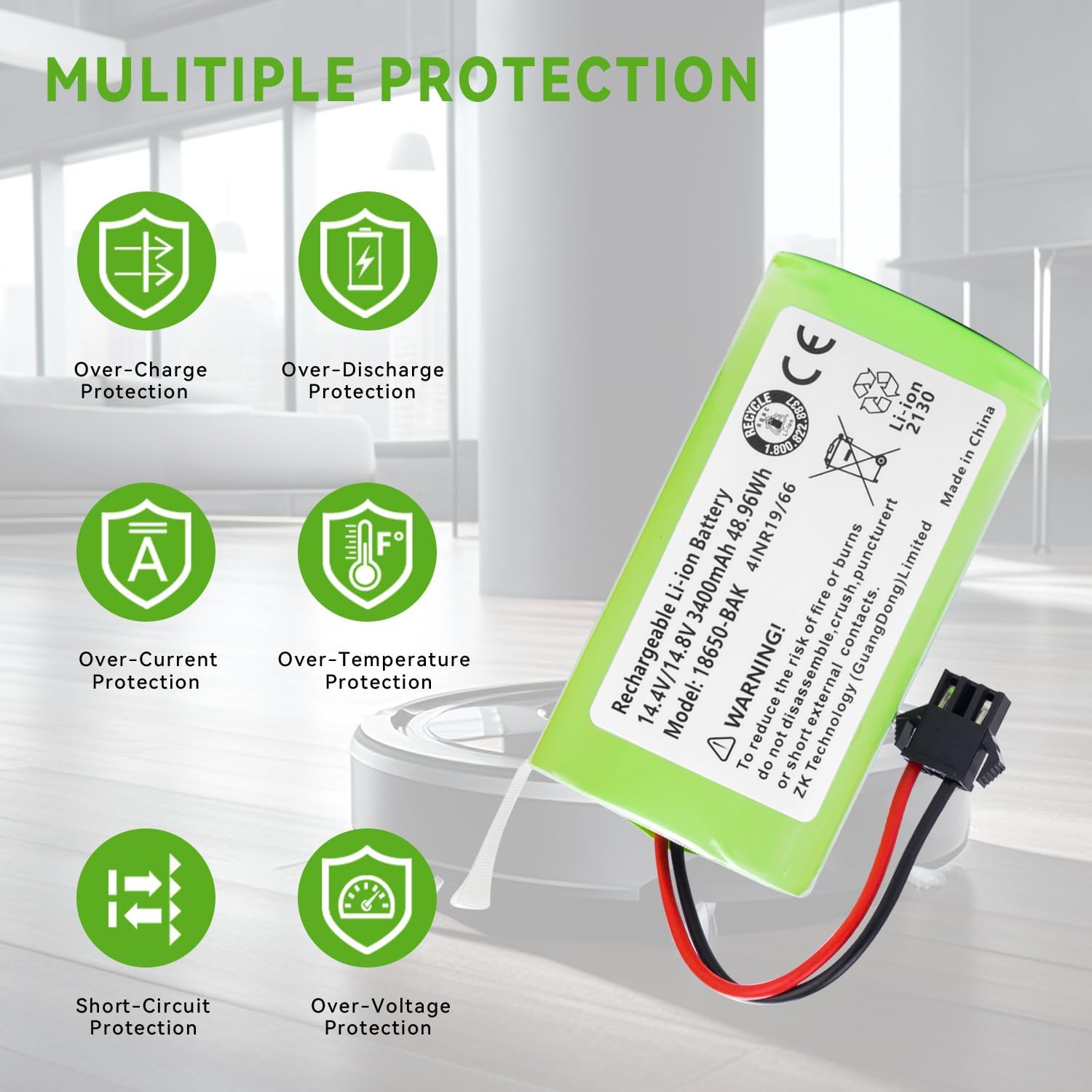 3400mAh Replacement Battery for Eufy RoboVac 11, 11S, 11S Max, 11S Plus, 12, 15C, 15S, 15T, 25C, 30, 30C, 35C, Ecovacs Deebot N79 N79S N95 DN622, Goovi F007C D380 D382, Tesvor X500 Pro Vacuum Cleaners