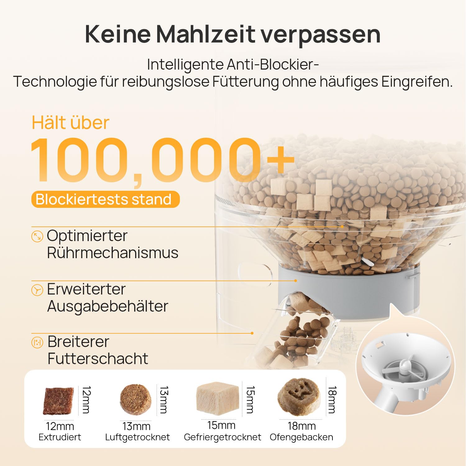 KI Futterautomat Katze 4.3L mit App,120 Tage Akku,ideal für Reisen | Katzenfutter Automat mit Wiegesystem,Futterstation Katzen Keramik,Automatic Cat Feeder,Trockenfutterspender für Katzen,Weiß