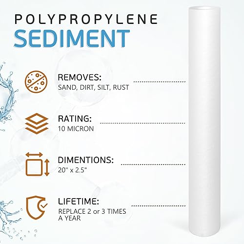 Miniatura 2 de Filtro de sedimento estándar de polipropileno de 10 micrones de filtración de cuatro capas soplado en fusión para toda la casa de 20 x 2.5 pulgadas,