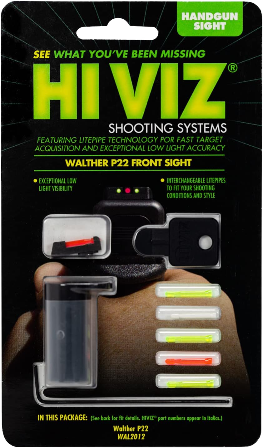 HIVIZ Walther P22 Frnt Sight Intrchg, Green,White,Red