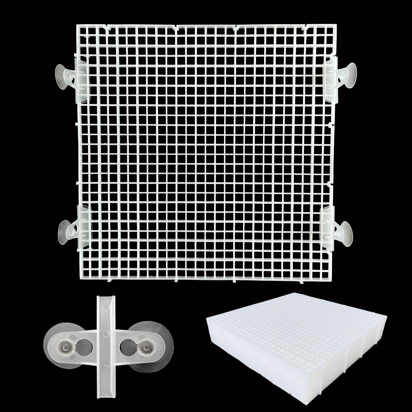 Photo 1 of TQDXZA Adjustable Plastic Grid Panel for Fish Tank Divider, 11.8 x 11.8 Inch, 8 Pcs - Interlocking Design for Aquarium Separation, Reptile Basking and Plant Support(White)
