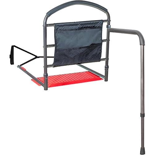 Stander Mobility Rail, Bedside Railing and Assist Bar with Swing-Out Safety Handle for Adults, Seniors, and Elderly, Guardrail with Organizer Pouch, ASTM Safety Approved Bedrail