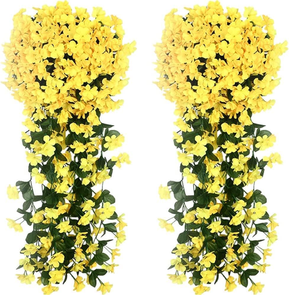 YATUOPNG Artificial Plant In Pot-Vivid Hanging Orchid Bunch,Flower Decor,Colorful Bouquet(Yellow)