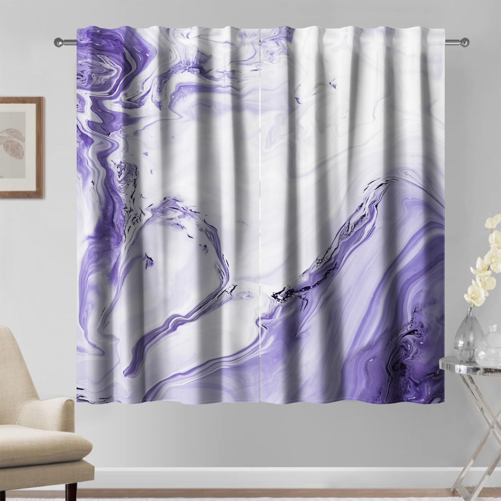 Kzzfqxb 117x138cm Rod Pocket Curtains 2 Panels - Image 3