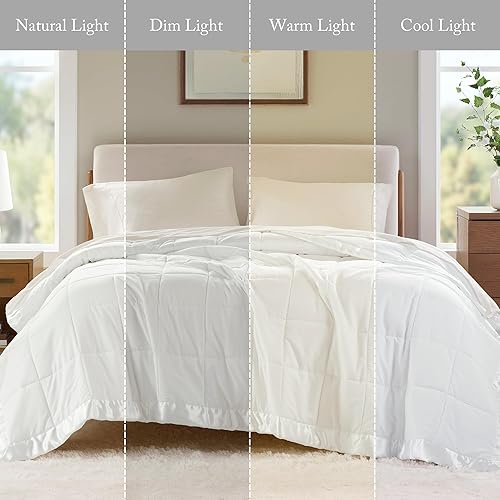 Miniatura 9 de Manta alternativa Windom de microfibra con control de humedad 3M, Poliéster, Blanco, Full Queen