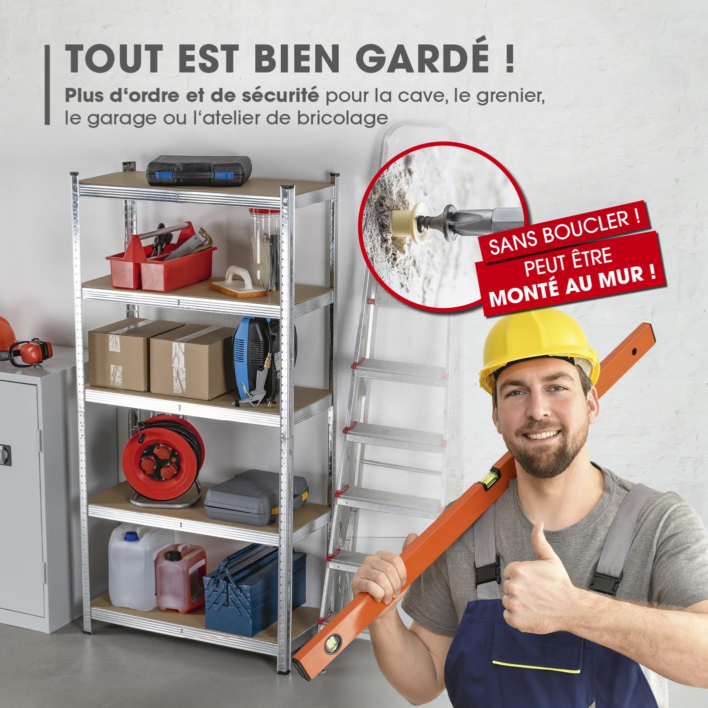 EASYmaxx Etagère pour Charges Lourdes, Set de 2, 180x90x40cm | 1750kg de Charge, 175kg par Niveau | Etagère & établi | Etagère de Stockage, étagère de Cave | 10 étagères réglables pour Plus d'espace