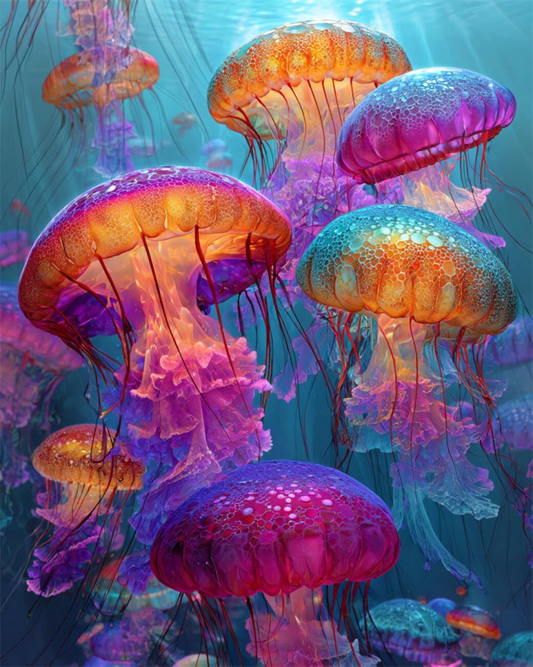 RKFLGEW DIY Embroidery Set Fantasy Jellyfish 50x70cm