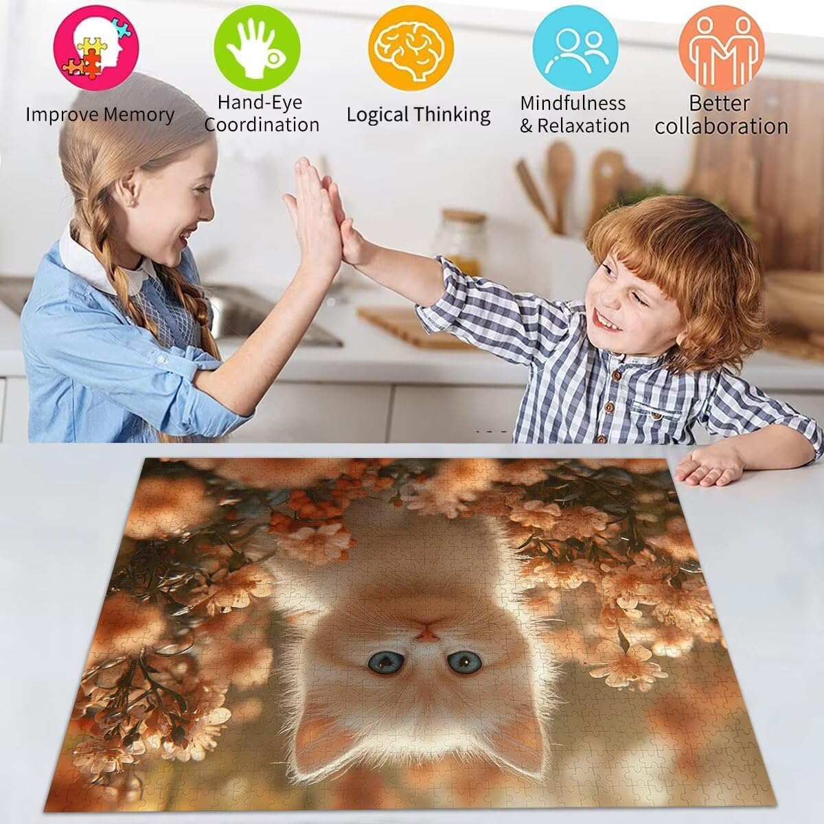 Puzzle Erwachsene 2000 Teile Katze Blume Educa Jigsaw für Kinder ab 8 Jahren Mädchen Jungen, Erwachsene Impossible Klassische Puzzles Schwer, Anspruchsvoll Spielspaß, Als Geschenke 70x99cm t-692