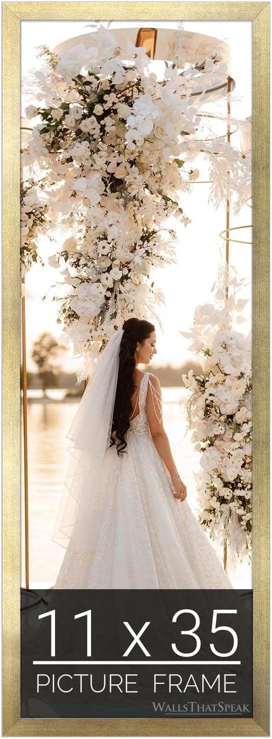 wallsthatspeak 11x35 Gold Picture Frame for Puzzles Posters Photos or Artwork
