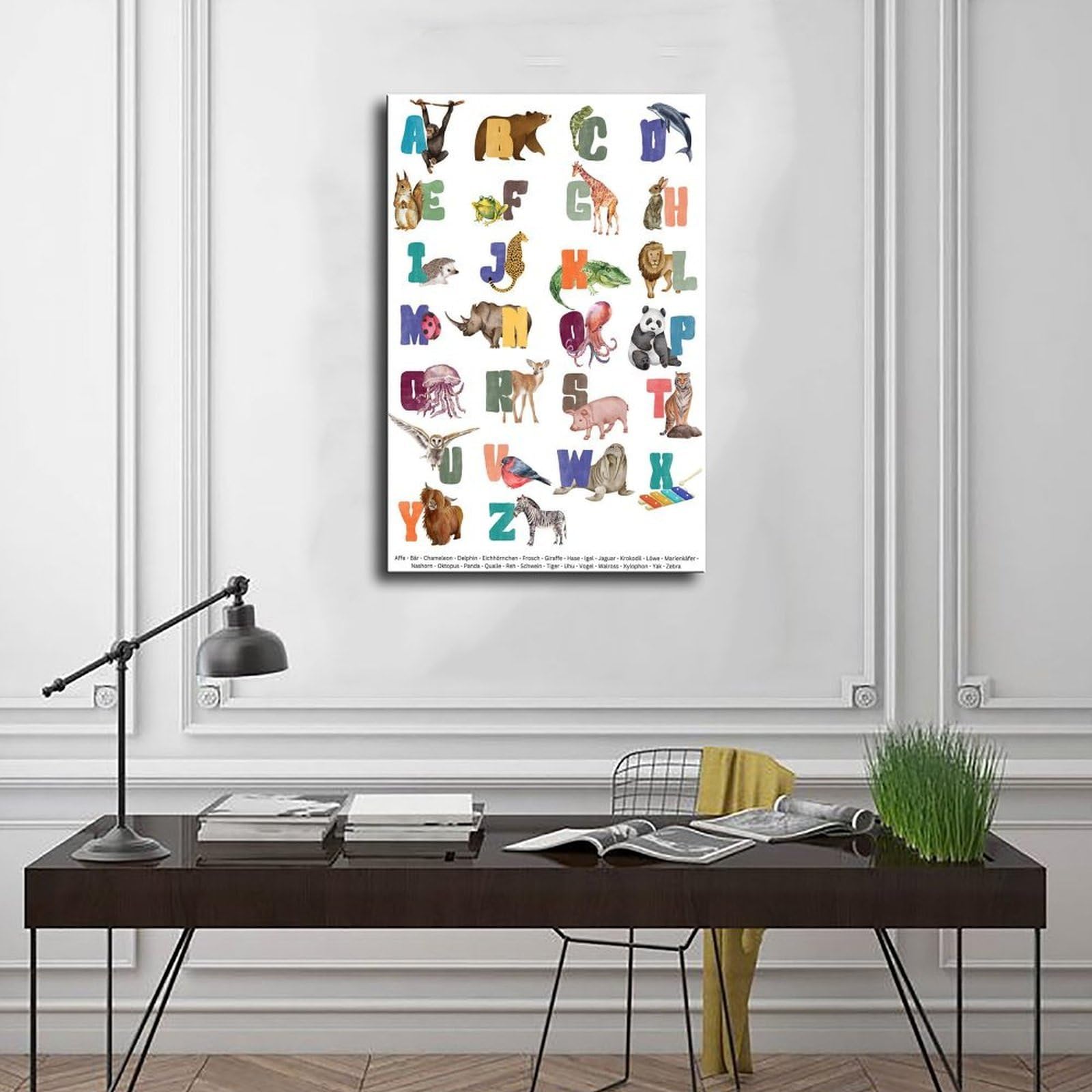 Poster éducatif sur toile avec alphabet - Décoration de chambre à coucher, bureau, chambre, cadeau 30,5 x 45,7 cm (L x l)