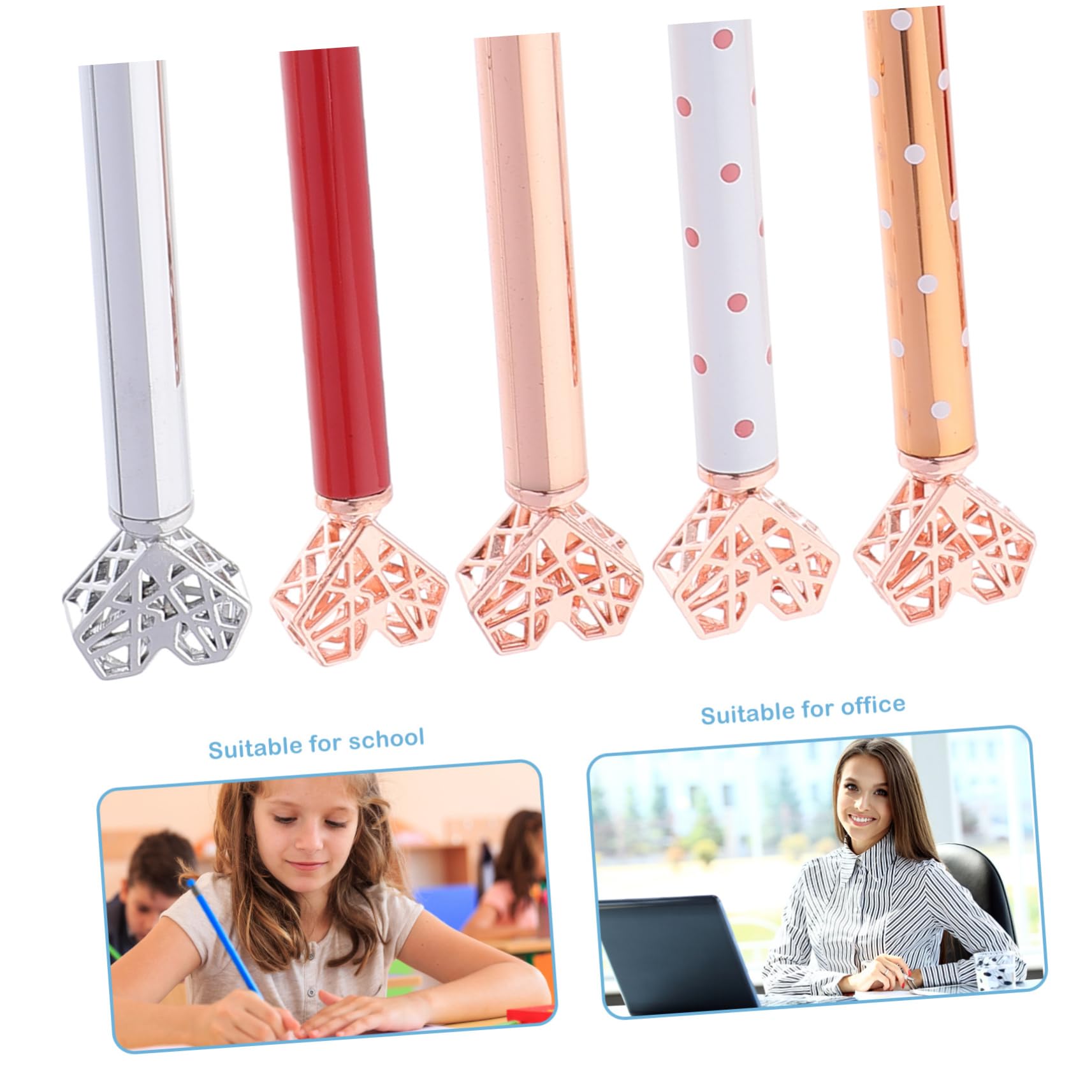 SHINEOFI 15piezas Bolígrafo De Forma De Corazón Pluma Creativa Para Estudiantes Papelería Escolar Para Firmas y Dibujo De Tinta y