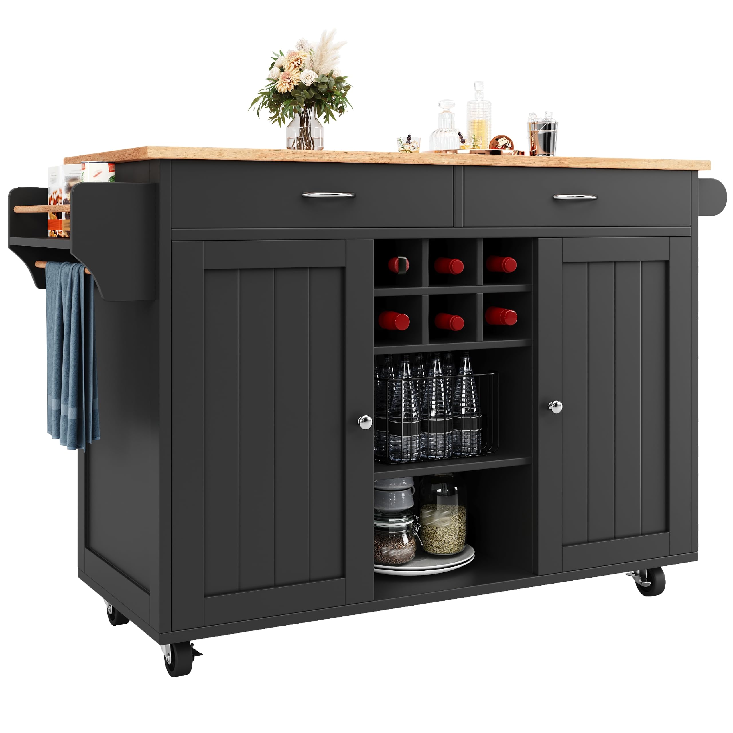 Carrito de cocina con ruedas, armario de cocina con estante para