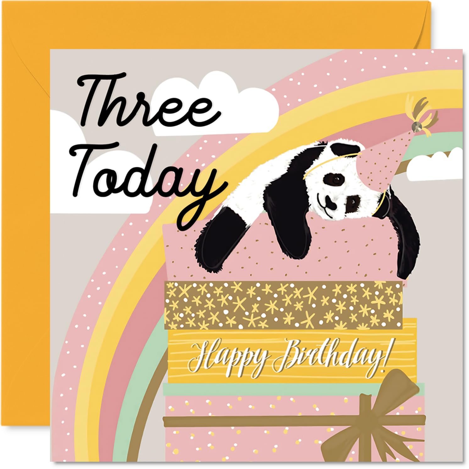 3rd Birthday Cards for Boys Girls - Sleepy Panda - Happy Birthday Card for 3 Year Old Boy Girl Brother Niece Granddaughter Sister, 145mm Bday Greeting Cards