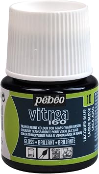 Pebeo Vitrea 160, Glossy Glass Paint, 45 ml Bottle - Lacquer Blue