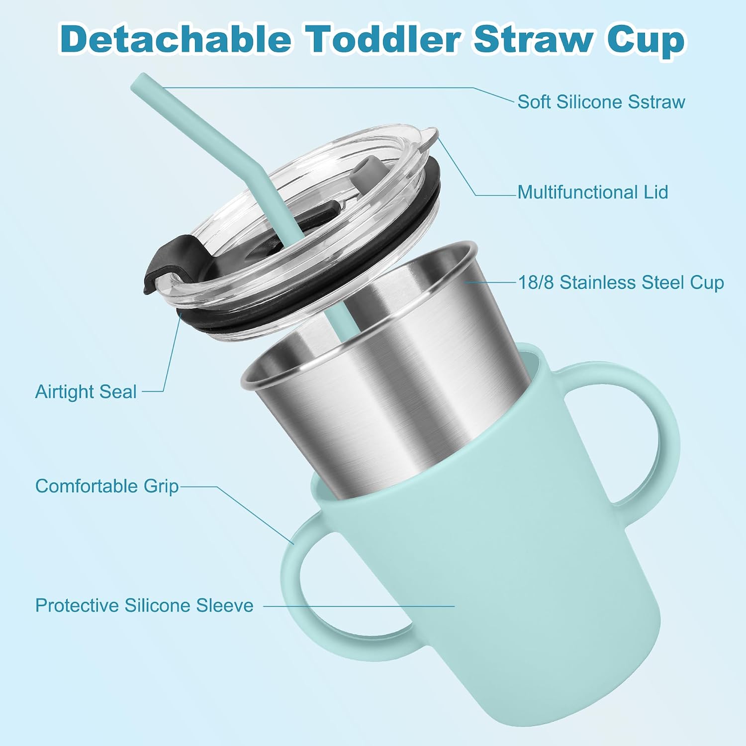 12oz Stainless Steel Kids Cups with Handle for Toddlers, 4 Pack