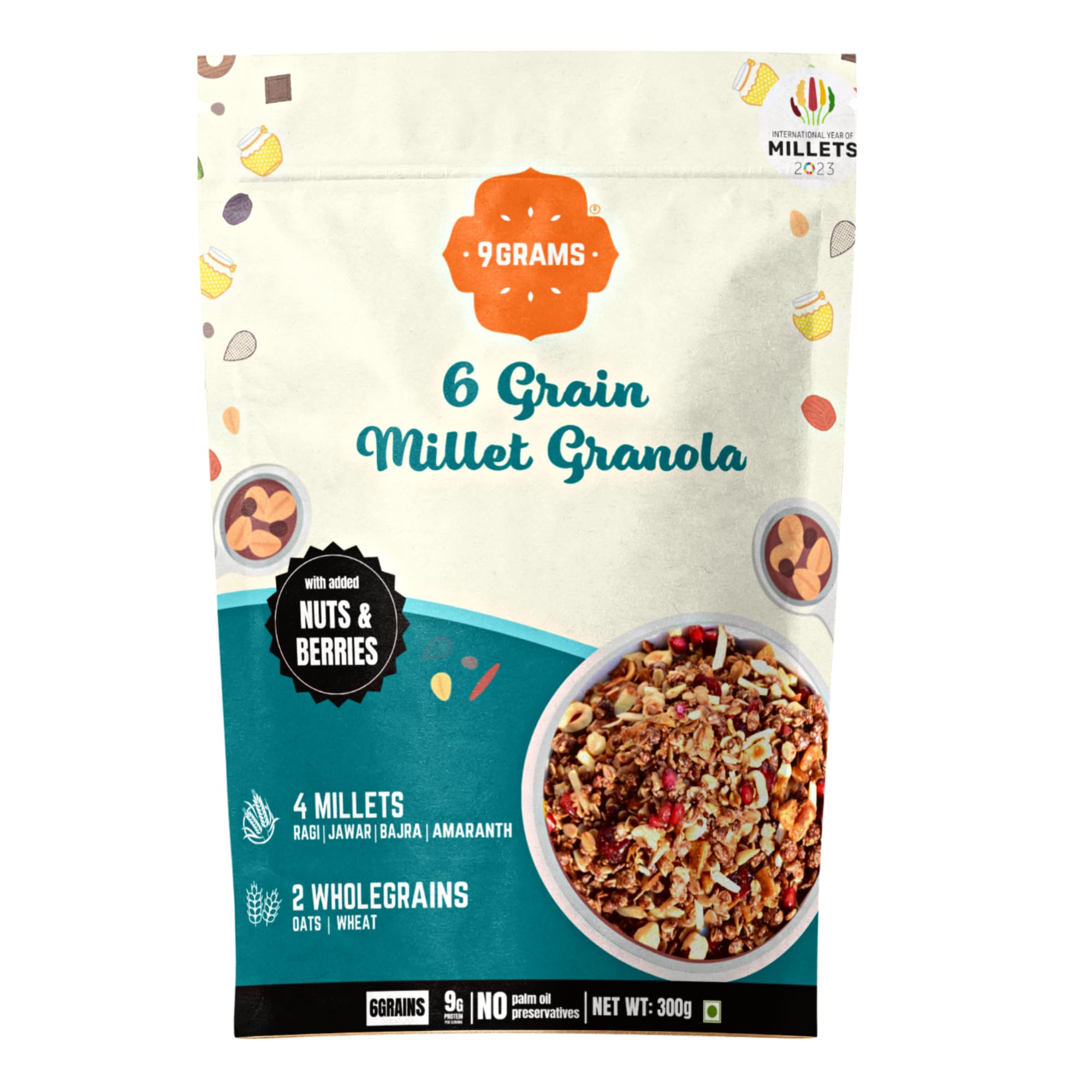 9GRAMS Superfood Granola with Almonds, Hazelnuts, Cranberries & Figs | Millets & Wholegrains | Source of Fibre | Breakfast cereal | Baked crunchy multigrains | Dark Chocolate (Nuts Granola 100g) (B0CVMSQLSL) Amazon Price History, Amazon Price Tracker