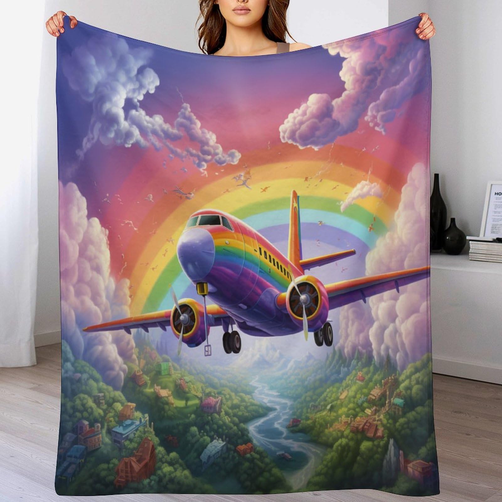 Manta suave de franela para sofá de 140 x 180 cm térmica y ligera