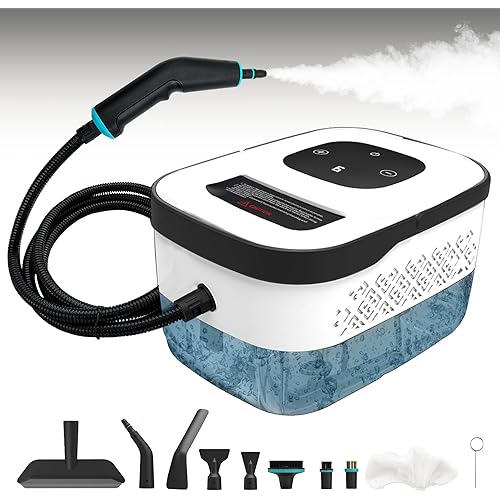 Handheld Steam Cleaner for Home, Multi-Purpose Cleaning System, Black and White Design, Portable Steamer with Attachments, High Pressure Steam Cleaner for Home,Car,Dirt,Grease,Grout,Tile,Couch