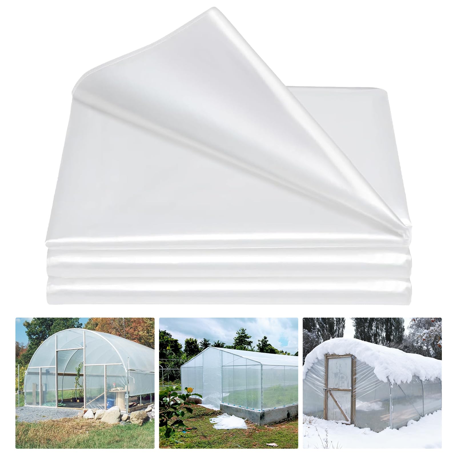 Garvee Telo per Serra 8x12,2m, Pellicola in Plastica Trasparente 6 Mil, Telo Polietilene LDPE Anti-UV, Copertura Serra Resistente per Agricoltura, Orto e Giardino, Anti-Invecchiamento 2 Anni