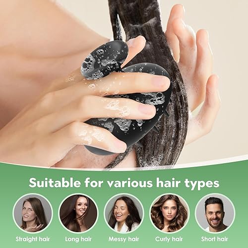 Miniatura 7 de BSSUEENB Cepillo masajeador de cuero cabelludo para el cabello, cepillo de silicona para el crecimiento del cabello y eliminación de la caspa,