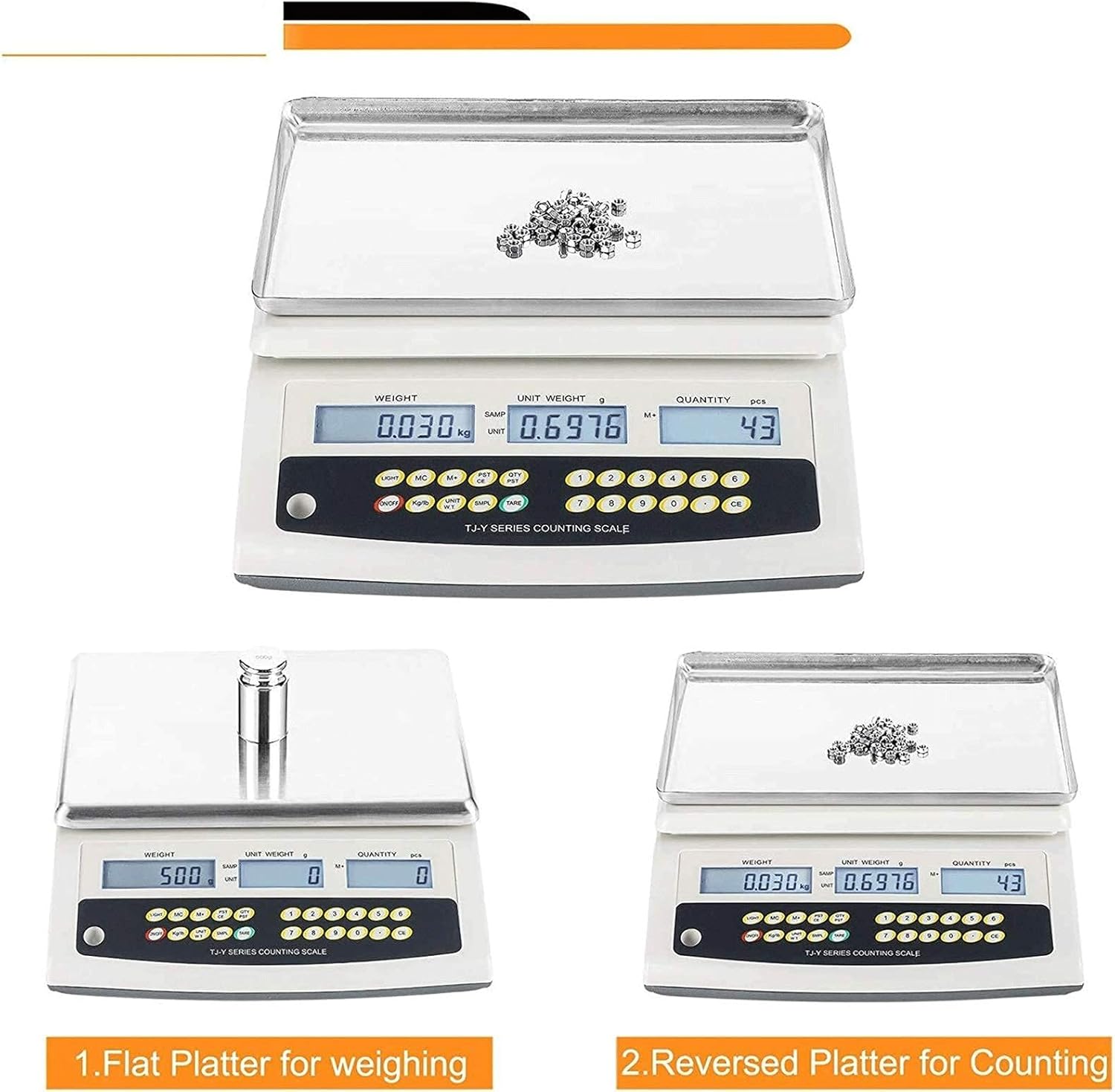 Digital Counting Scale Precision Electronic Gram Scale Industrial Parts Coins Counting Scale(30kg/66lb 1g/0.002lb)