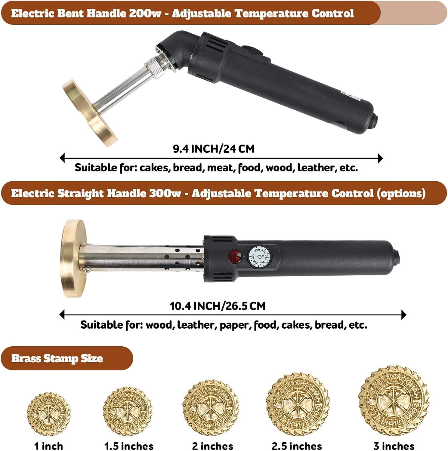 Terwex Electric Branding Iron for Wood, Custom Temperature-Controlled Wood Branding Iron, Metal Stamp for Leather Woodworking Tools, Wood Burning Stamp for DIY Projects Crafts Handmade Lover Gift(2")