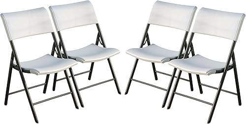 Miniatura 7 de LIFETIME 80191 Silla plegable comercial ligera, granito blanco con marco gris, paquete de 4