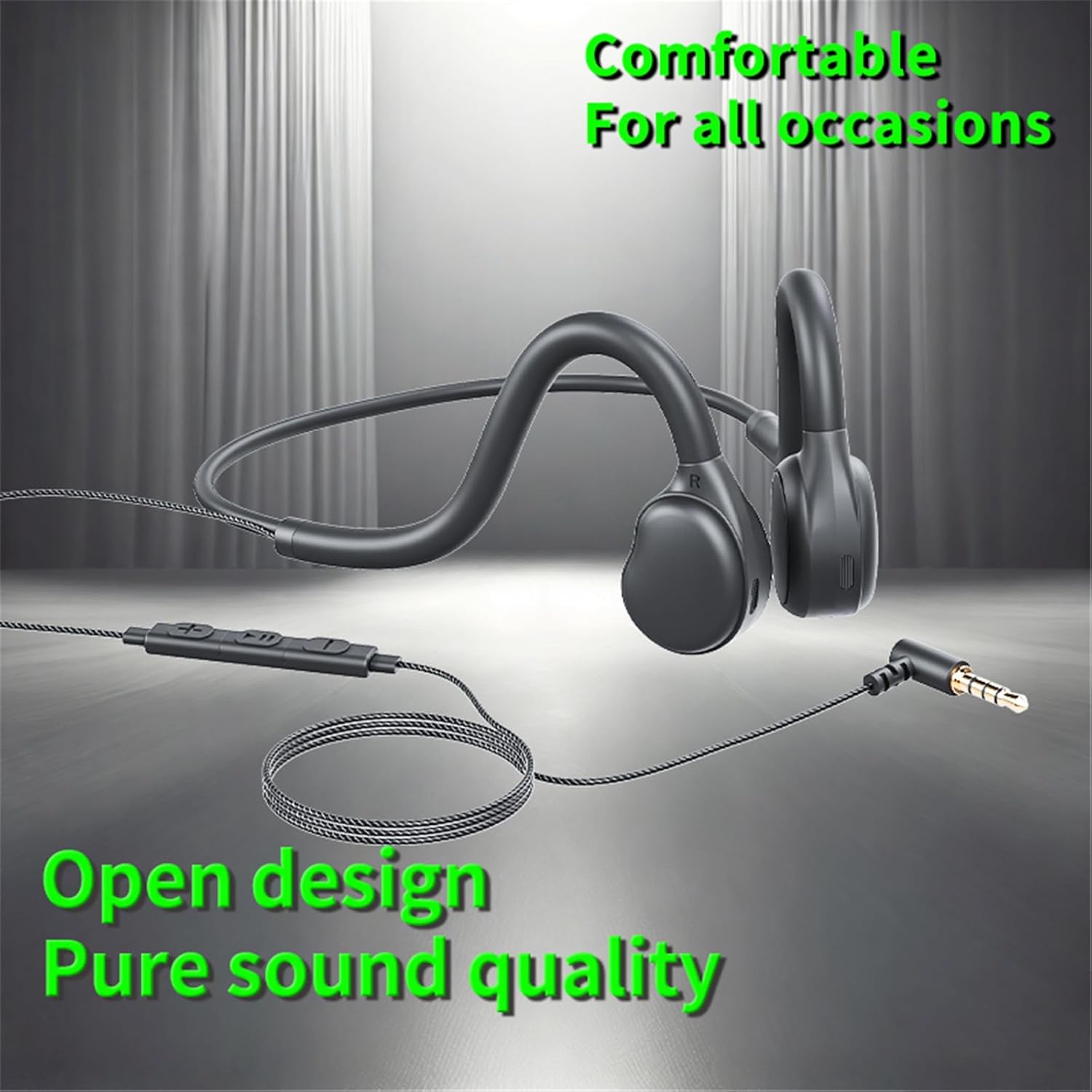 Air Conduction Open Ear Headphones,3.5MM Wired Headphones and Built-in Microphone Suitable for Outdoor Activitie - Image 4