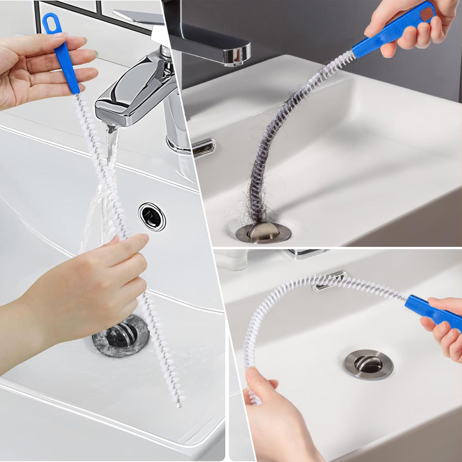 Reusable Drain Cleaning Set 5-Piece Drain Unblocker Tool Kit – Double ...