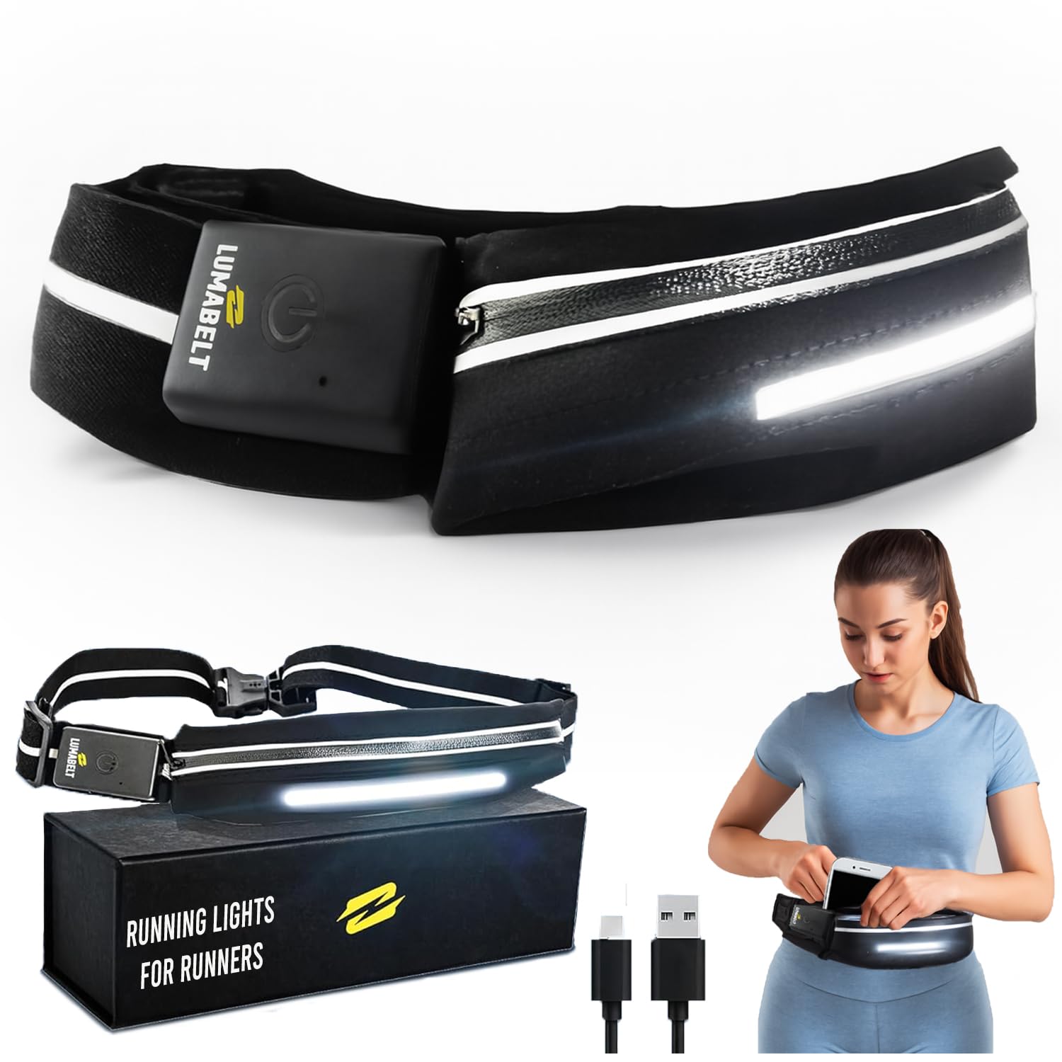 Running Lights for Runners – Rechargeable LED Safety Light for Outdoor Survival Kit, Camping Accessories, Hiking Gear for Women Essentials, Battery