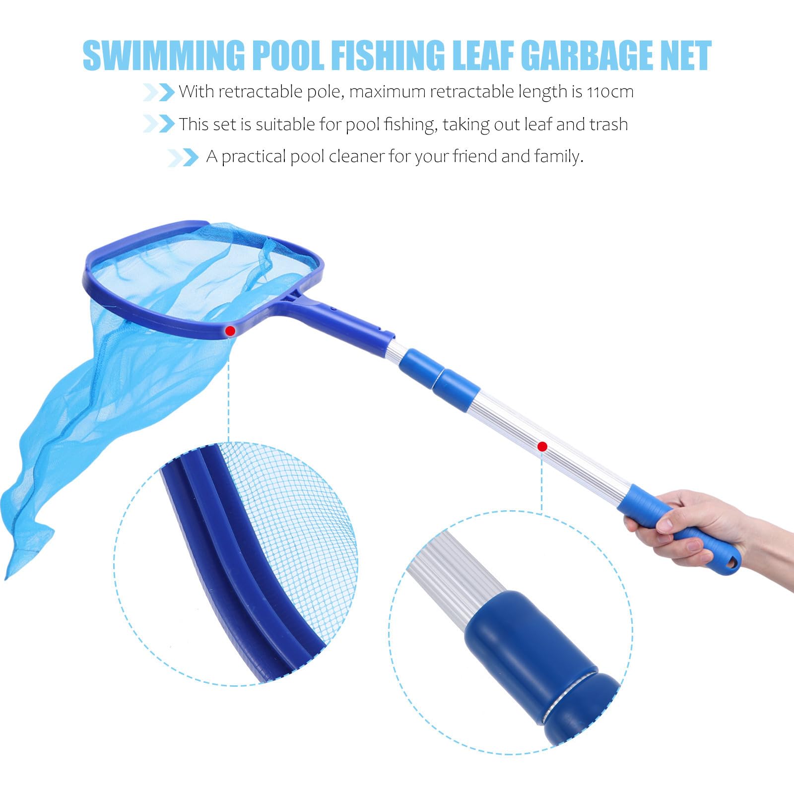 PLAFOPE Red de Aluminio y PVC Mango Retráctil de Salvamento para Piscinas