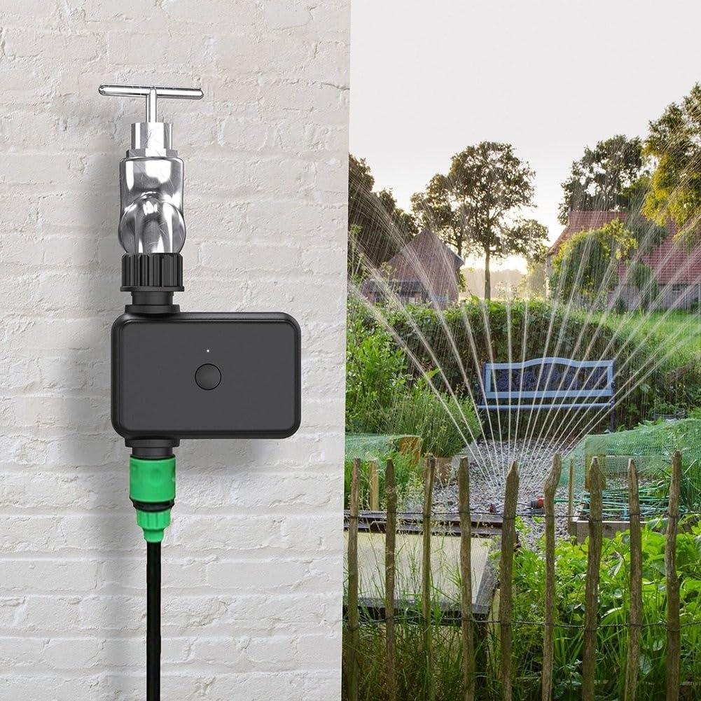 Válvula de Riego Inteligente Bluetooth para Jardín con Temporizador, Control Remoto, Filtro Lavable y Aspersor Temporizado