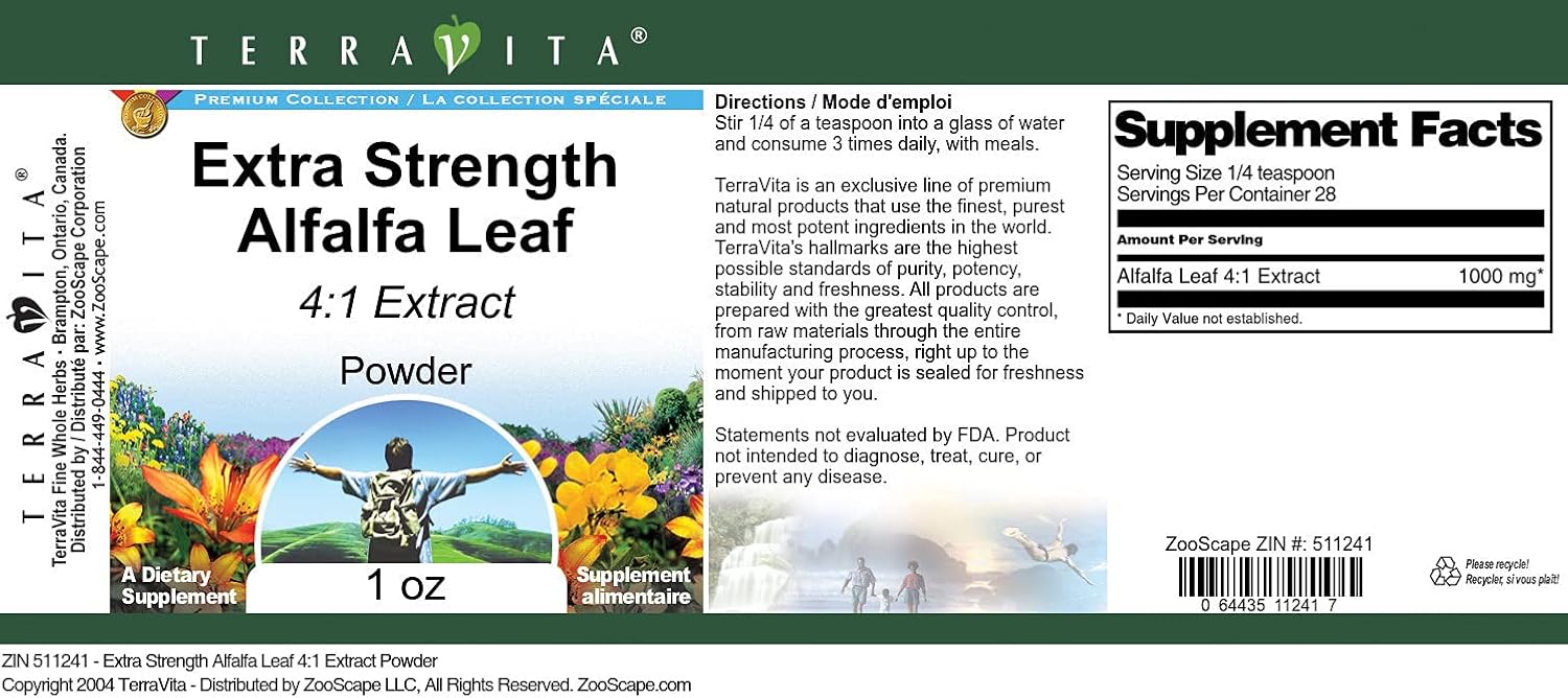Extra Strength Alfalfa Leaf 4:1 Extract Powder (1 oz, ZIN: 511241) - 3 Pack