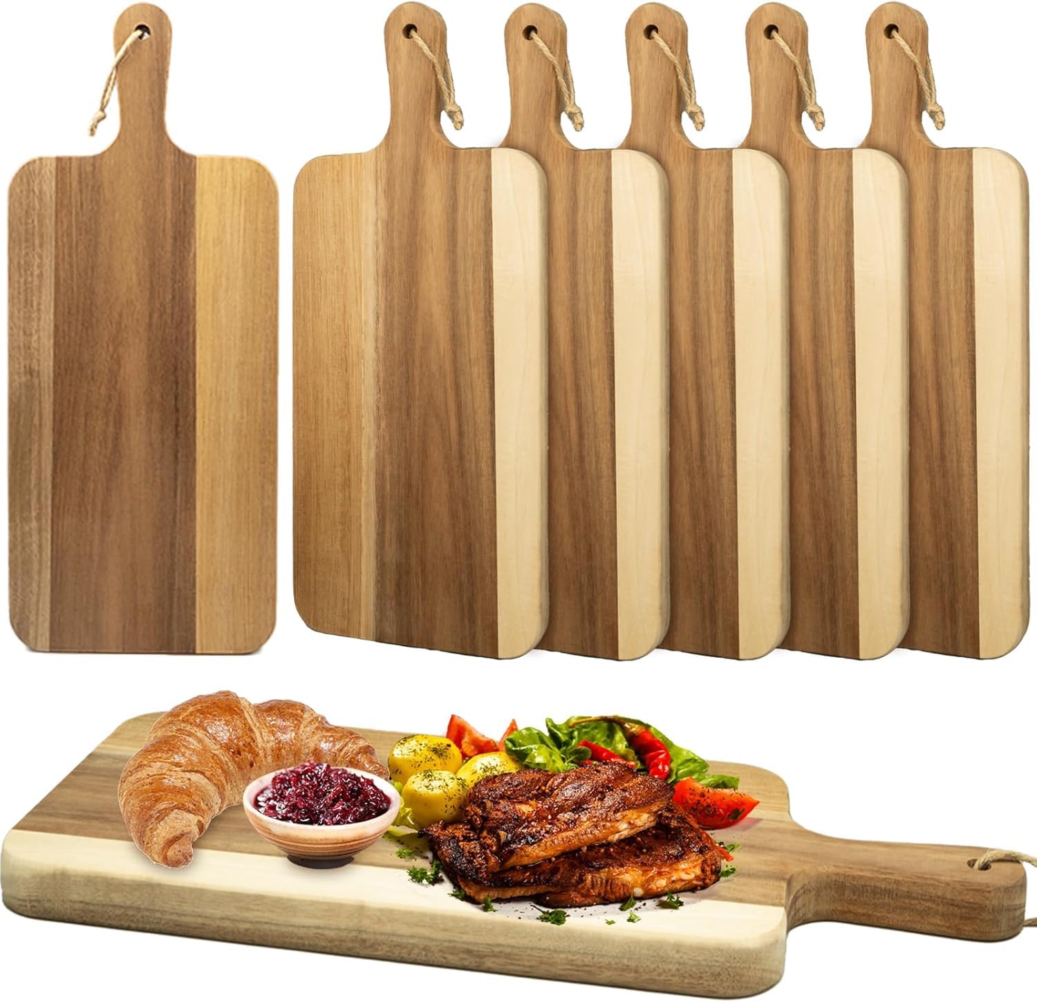 Planche à découper en bois d'acacia pour présenter vos apéritifs, fromages et charcuteries entre amis